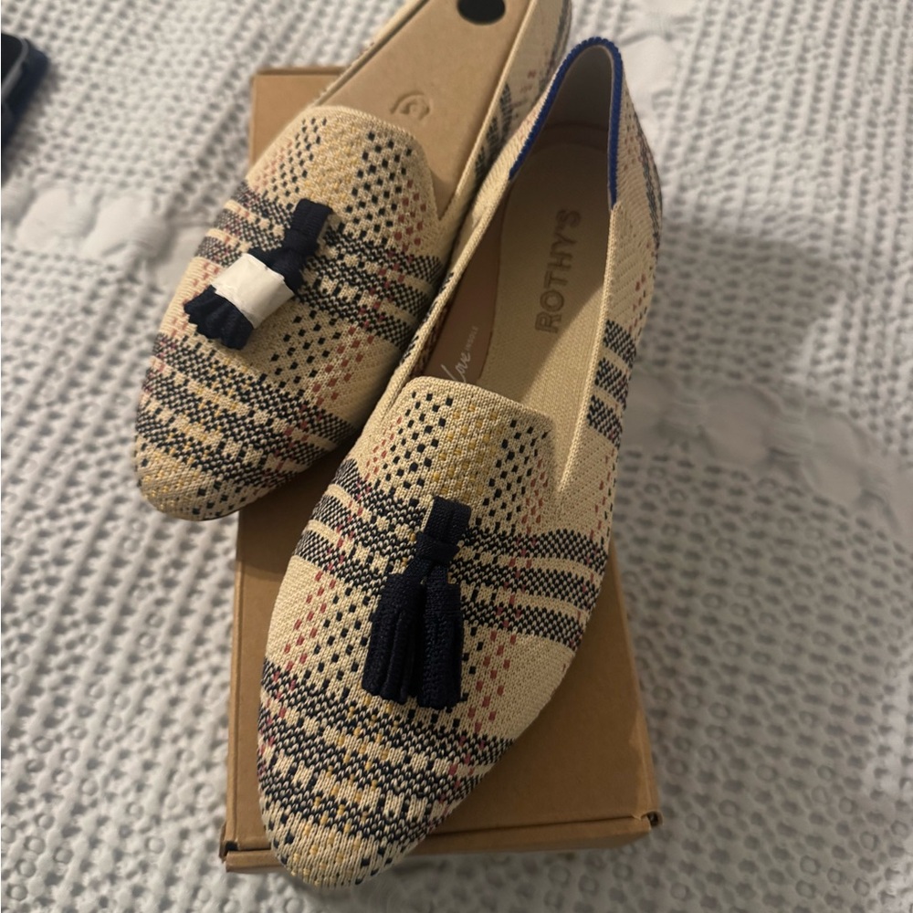 Rothy's Women's Checkered Loafers - Cream and Black